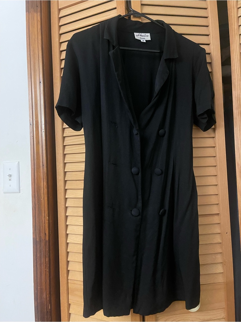 Black Short-Sleeve Double-Breasted Jacket Dress